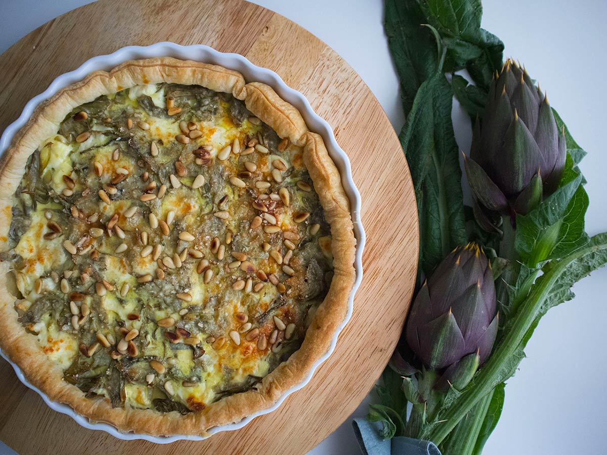 Quiche di carciofi stracchino e pinoli