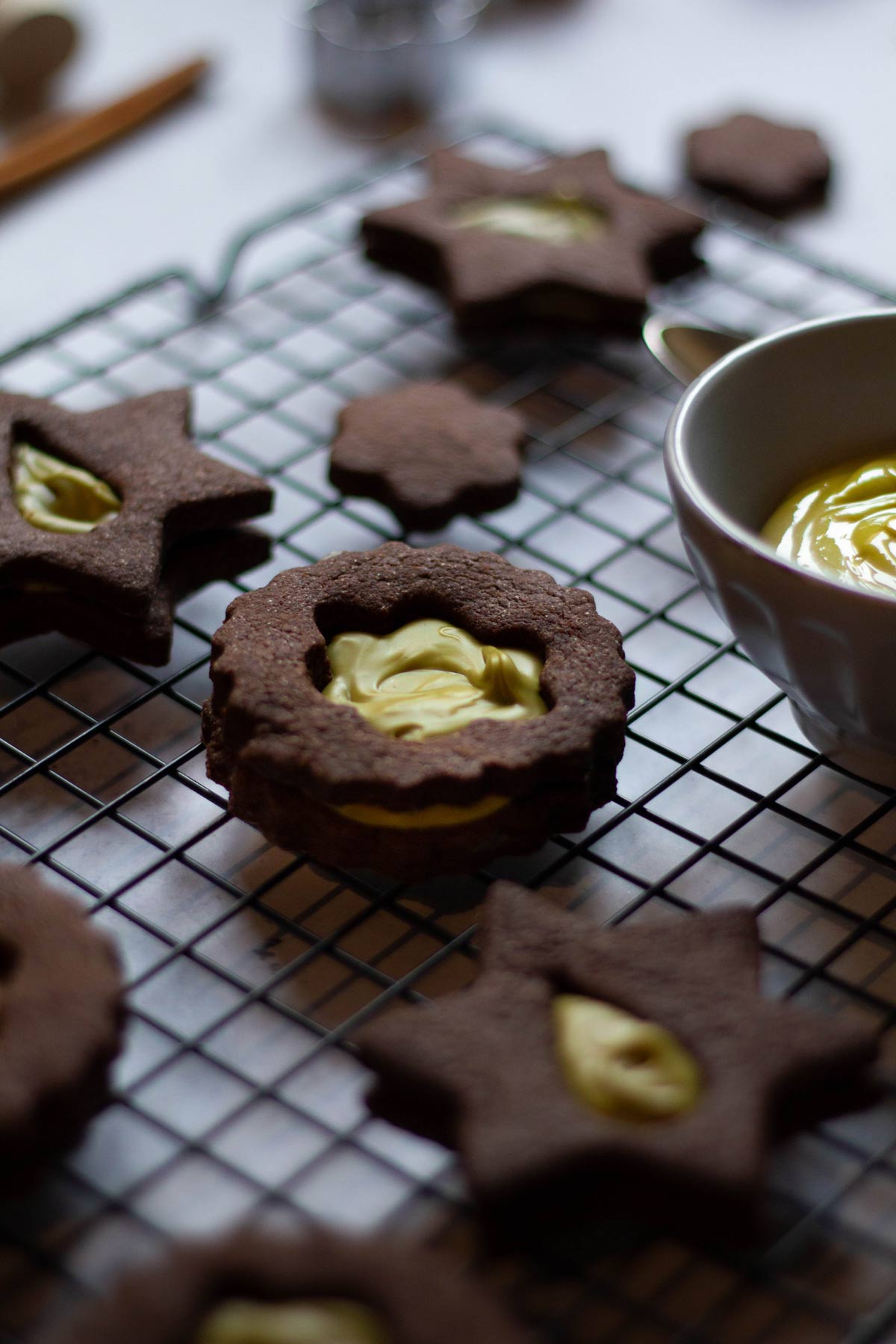 Biscotti al cacao con crema di pistacchio - La crema